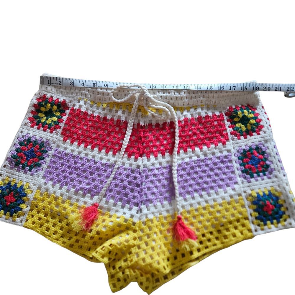 Farm Rio NWT Multi Color Crotchet Shorts Stripe Granny Square Colorblock XL - Picture 10 of 14